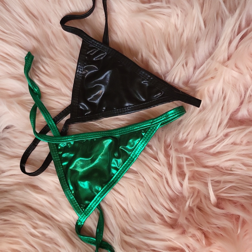 SALE!! Brand New 2 CT. METALLIC/PLEATHER G-String Thongs- O/S